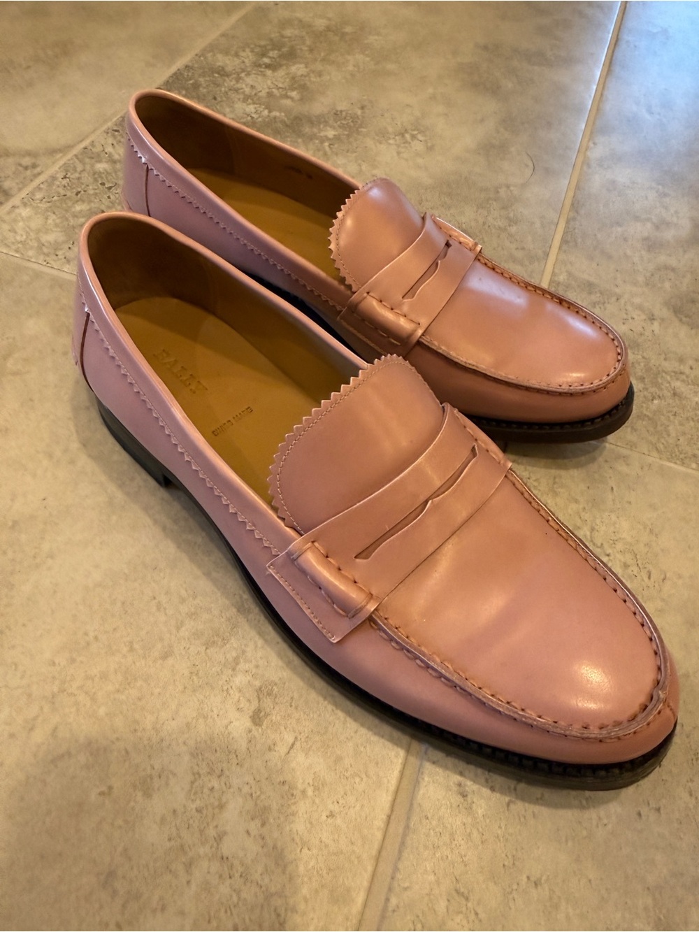 Bally Pink Leather Penny Loafers